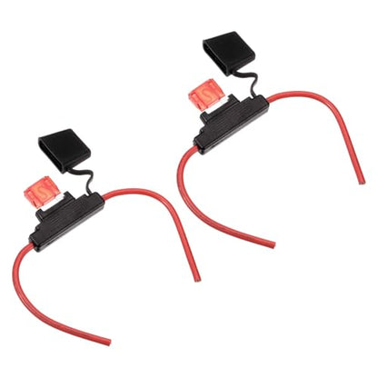 DMiotech 2 Pcs Inline Fuse Holder DC 32V 8 AWG Waterproof Blade Fuse Holder 50A for Automotive, Marine, Truck, Motorcycle Red - style: 50A