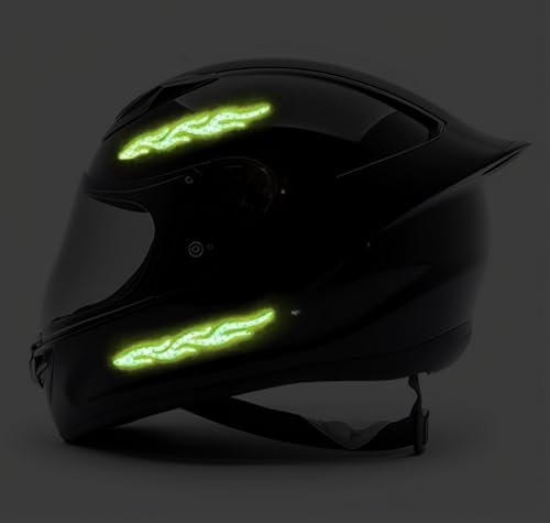 customTAYLOR33 High-Intensity Grade Premium Reflective Tribal Flame Helmet Decals, Motorcycle Safety Sticker Decals (Special Edition Lime Green) - color: Special Edition Lime Green