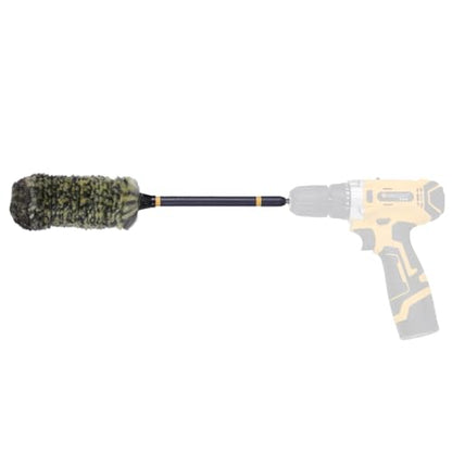 Mr. Detroit - Drill Wheel Brush w/Durable Soft Wool Microfiber Bristles and Steel Shaft for Car Tires, Wheels, Rims, Brakes and Any Other Narrow Spaces| Rim Brush Cleaning Tool w/Non-Scratch Bristle