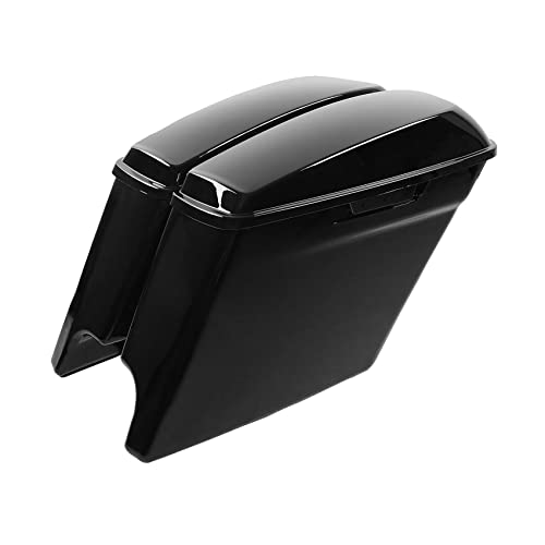 XFMT Motorcycle Saddlebags 5" Stretched Hard Saddle Bags Extended Saddlebags For Harley Touring Road King Street Glide Road Glide Electra Glide 2014-2024, Vivid Black - color: 5" Stretched-Vivid Black No Latches