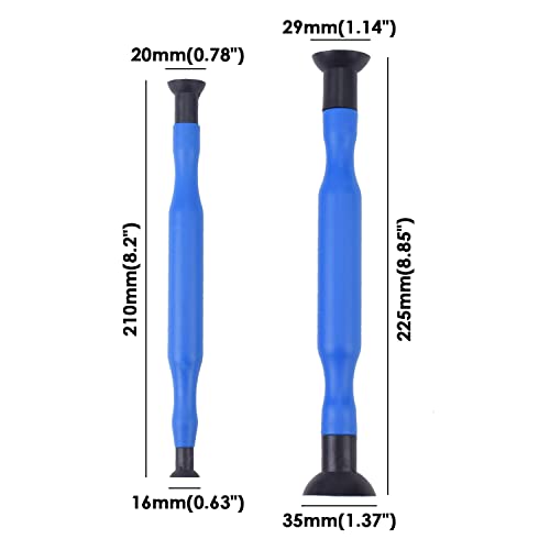 DEDC 2PCS Double Ended Valve Hand Lapping Grinding Sucker Kit Hand Valve Lapping Tool Blue Manual Grinding Stick with Sucker Cups Valve Lapper Set