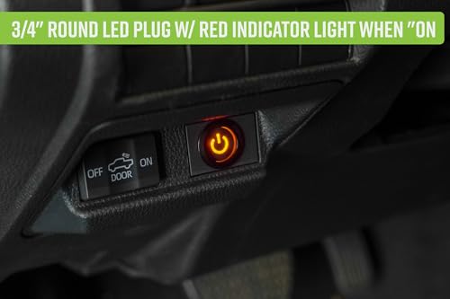 DV8 Offroad 60 AMP Wire Harness w/Switch & DTP Connector | 15ft 12 AWG Wire | 9ft Plug | 60 AMP Relay | Compatible w/ DV8's 20" Elite Dual Row Light Bar | 3/4" Round LED Plug w/Red Indicator Light