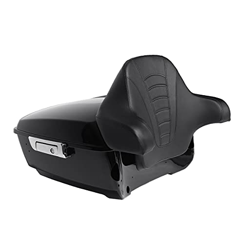 TCMT King Motorcycle Trunk Box Wrap-Around Backrest Two Up Mounting Rack Speakers Fit For Harley 2014-2025 Trunk Touring CVO Road King Road Glide Street Glide Electra Glide - color: Style A+Speakers#1+Chrome 2 Up Rack#2
