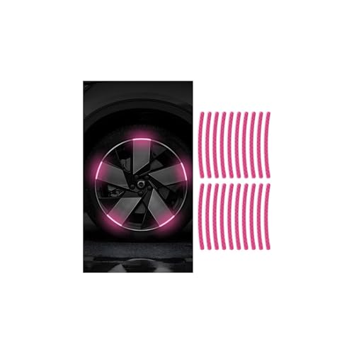 Zipelo 20PCS Reflective Car Wheel Decorative Stripe Stickers, Anti Scratch Vehicle Night Safety Warning Tape Decal, Automotive Exterior Tire Rims Sticker Accessories, Universal Fit (Pink) - color: Pink