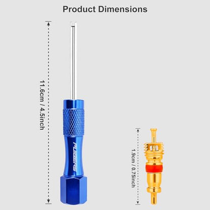 2-Pack Schrader Tire Valve Tool with 10 Brass Valve Cores | Two all-metal tools, spring-free core grip, 11.6 cm non-slip handle for tire valve service - size: Schrader 2 PACK+10Cores