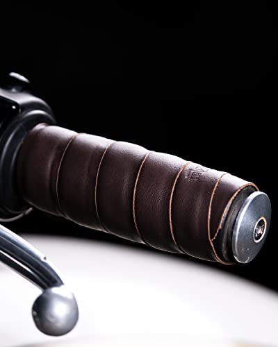 Trip Machine Company Motorcycle Handlebar Leather Grip Wrap Covers – Universal Throttle Grip Covers with Double Sided Tape – Anti-Slip Bike Handle Accessories - color: Caffeine