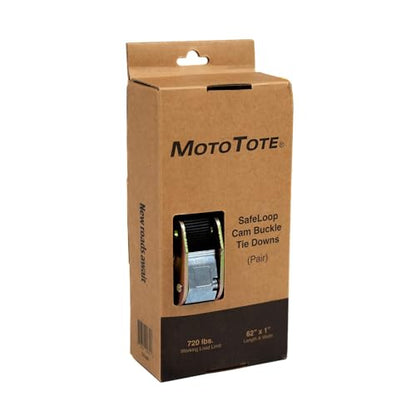MotoTote SafeLoop Cam Buckle Tie Downs (2,160 lbs. Breaking Load Limit) - Innovative, Locking Straps for Motorcycles & Electric Bikes