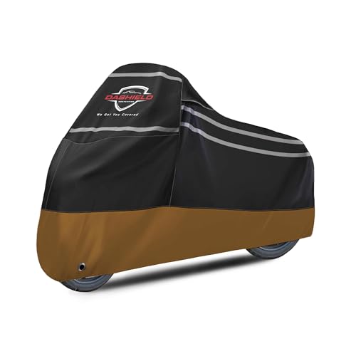 Ultimum Series Motorcycle Cover All Season Waterproof Dust, Sun, Universal Heavy Duty Durable Indoor/Outdoor Scooter Cover with Lock-Holes (Brown, S) - color: Brown, size: S