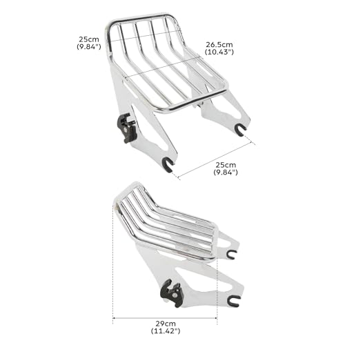 XFMT Motorcycle Detachable Two-Up Luggage Rack for Harley Touring Road King Street Glide Road Glide Electra Glide 2009-Later (Chrome) - color: Curves Luggage Rack-Chrome