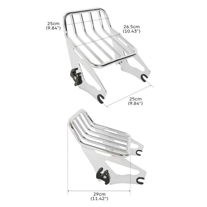 XFMT Motorcycle Detachable Two-Up Luggage Rack for Harley Touring Road King Street Glide Road Glide Electra Glide 2009-Later (Chrome) - color: Curves Luggage Rack-Chrome