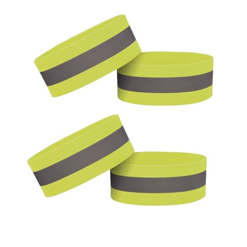 4PCS Reflective Wrist Strap 4x1.5cm Safety Gear Reflective Wristbands High Visibility Ankle Bands Reflector Armband Self-Adhesive Reflective Bands for Walking,Night Sports Fluorescent Yellow - color: Fluorescent Yellow, size: 4x1.5cm