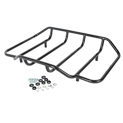 TCMT 13.7" King Motorcycle Trunk Box Black Latches Backrest Top Luggage Rack Set Fit For Harley 2014-2025 Touring CVO Road King Road Glide Street Glide Electra Glide Pack - color: Set A#2