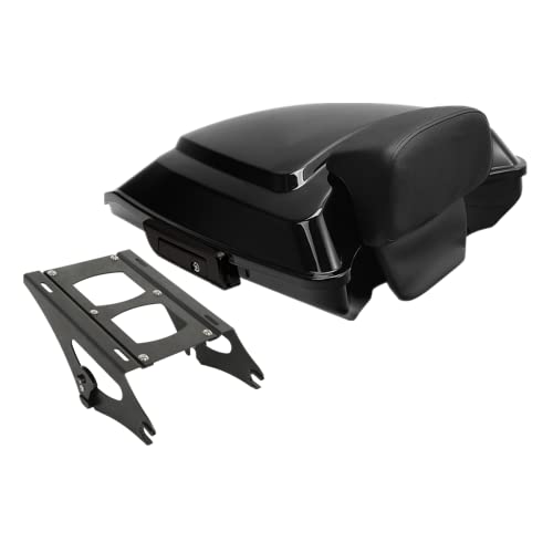 TCMT 5.5" Razor Motorcycle Trunk Box Backrest Pad Mounting Rack Fit For Harley 2014-2025 Touring Road King Street Road Electra Glide Pack - color: Black Latches Trunk Set+Black Rack A2, size: Fit For Touring 2014-2023