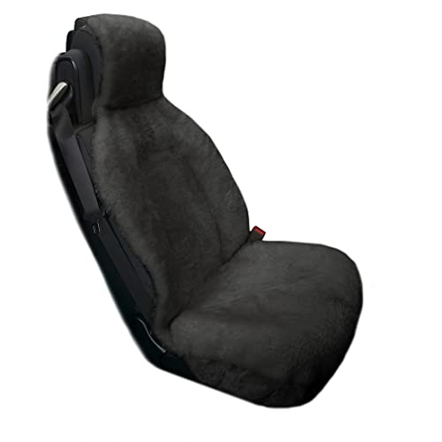 Eurow Genuine Australian Sheepskin Sideless Seat Cover, Ultra-Dense Real Sheepskin for Year-Round Comfort, Padded, Slip-Resistant Backing, Airbag Compatible, Easy Install, Universal Fit, Gray - color: gray