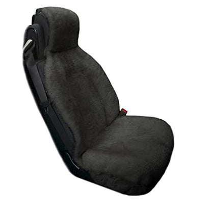 Eurow Genuine Australian Sheepskin Sideless Seat Cover, Ultra-Dense Real Sheepskin for Year-Round Comfort, Padded, Slip-Resistant Backing, Airbag Compatible, Easy Install, Universal Fit, Gray - color: gray