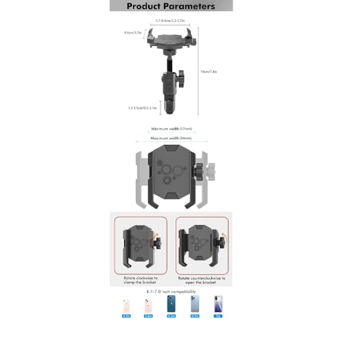 Shockproof Motorcycle Phone Holder, Universal Bike Handlebar Mount for GPS Navigation, Compatible with E-Bike Mountain Bicycle (Style A) - color: Style A