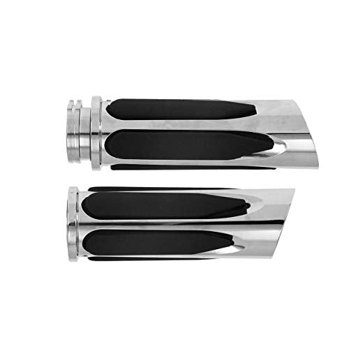 Motorcycle 1" Hand Grips Handlebar Grips Cable Throttle Fit for Harley Touring Street Glide Road King Road Glide Electra Glide Dyna Softail - color: #4 Chrome