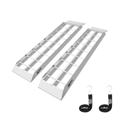 BEJONI 43'' Aluminum Loading Ramp, 1500 Lbs Capacity Loading Ramps for Riding Mower, Portable Anti-Slip Shed Ramps for Lawn Mower, Dirt Bike, ATV, Motorcycle, Trailer, Lightweight, 2PCS - size: 43'' L - 1500lbs Load Capacity