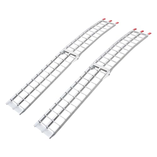 2 Pcs Aluminum Trailer Ramps, 3000lbs 89" x 11" Folding Loading Ramps Heavy-Duty Anti-Slip Universal Loading Ramp w/Top Hook & 2 Safety Straps for Snowmobile Trucks Tractors UTVs ATVs, Lawnmowers - size: 89 x 11 Inch 3000LBS