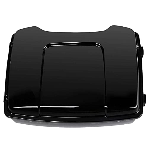 TCMT 5.5" Razor Motorcycle Trunk Box W/Latch Key Two Up Mounting Rack Fit For Harley Touring 2009-2013 Road Glide Road King Street Glide Pack - color: Black Lacthes Trunk+Chrome 2 up Rack