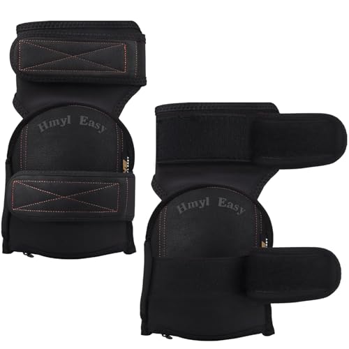 Double Straps Super Soft Genuine Leather Knee Pads for Work, Shorts Available, Replaceable Inner Cushion Knee Pads for Construction, Garden, Clean, Floor and Garage – Black - color: Two Straps black