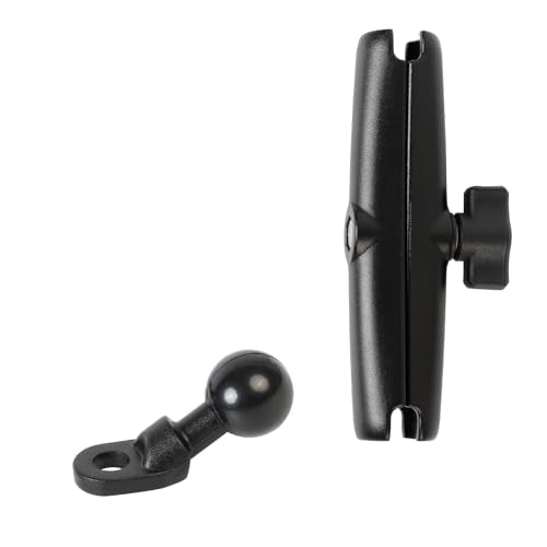 1" Angled Bolt Head Adapter Ball Base with Long Double Socket Arm for Motorcycle Mirror, Compatible with RAM Mounts 1 Inch Ball Components, for Motorcycle Phone Mount - style: Angled Base with 5.91" Arm