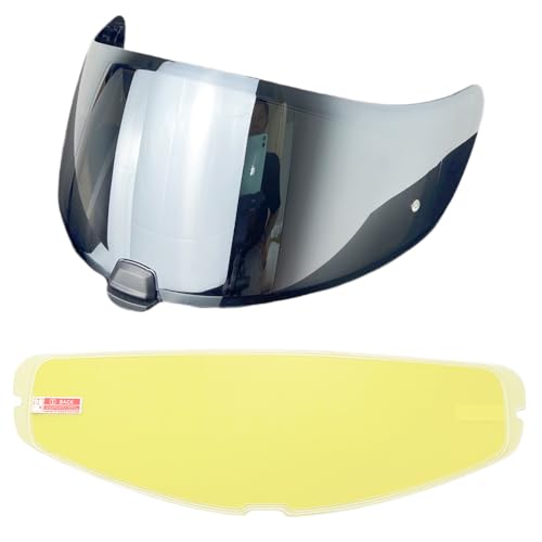 HJ20M Helmet Visor With Anti Fog Film, Motorcycle Helmet Face Shield Windshield Lens For HJC C70 FG-17 FG-ST IS-17 (Silver+Film) - color: Silver+film