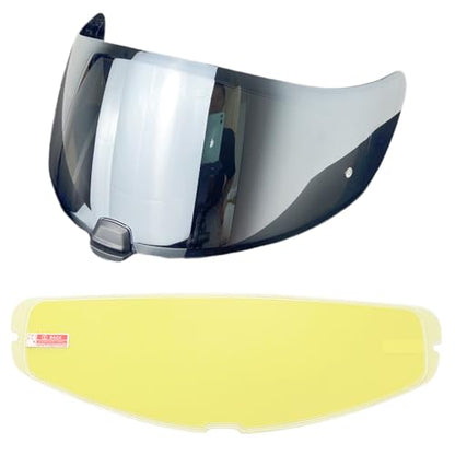 HJ20M Helmet Visor With Anti Fog Film, Motorcycle Helmet Face Shield Windshield Lens For HJC C70 FG-17 FG-ST IS-17 (Silver+Film) - color: Silver+film