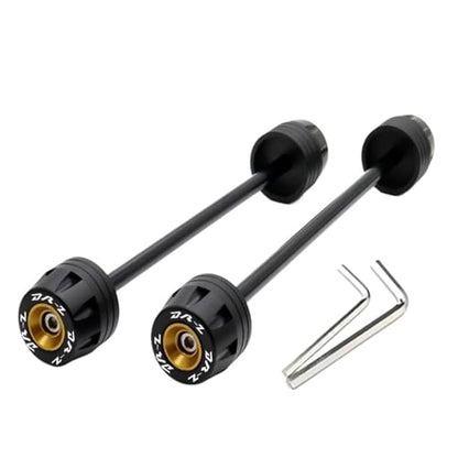 Motorcycle Front & Rear Axle Fork Crash Sliders CNC Aluminum POM Anti-Slip Protector Compatible with DRZ400SM DRZ400S DRZ400SE 2000–2025(Gold) - color: Gold