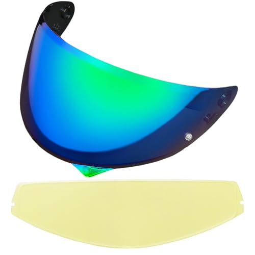 HJ-34P Helmet Visor Replacement for HJC C10.Motorcycle Helmet Shield UV Protection Compatible with HJC C10 (Revo Deep Green+Anti Fog Film) - color: Anti Fog Film+rvo Deep Green
