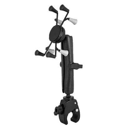 Kayak Phone Mount with Clamp Ball Base, 360° Adjustable Marine Grade Aluminum Holder with 6.7" Long Arm, for Fishing Boat and Motorcycle, Suitable for Bars and Rails with 0.71"-1.61" Diameter