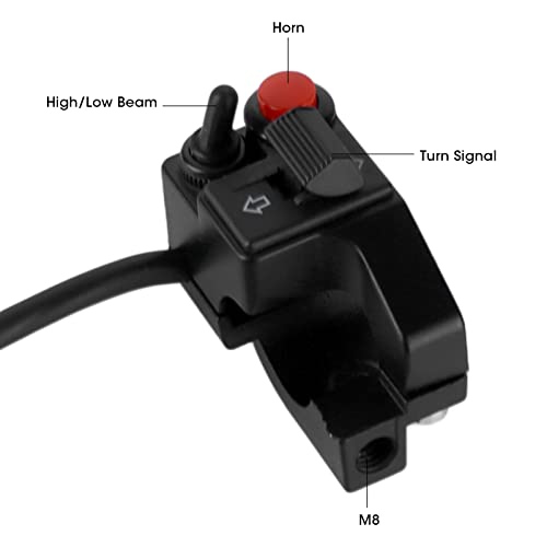 7/8inch Motorcycle Blinker Switch, Motorcycle Blinker Switch, 22mm Left Aluminum Alloy Turn Signal Blinker Push Button with Horn Beam