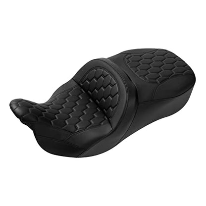 C.C. RIDER Motorcycle 2 Up Rider Driver&Passenger Seat Fit for Harley Touring CVO Road Glide Electra Glide Street Glide Road King 2009-2023 - color: Seat 16#Black