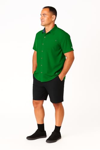 Club Ride Apparel Protocol Short Sleeve Cycling Jersey - Men's Snap Down Biking Top - color: Amazon Green, size: Large
