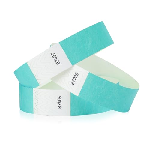1,000 WristCo Aqua Tyvek Wristbands for Events - Comfortable Tear Resistant Paper Bracelets ID Wrist Bands for Concerts Festivals Admission Party Identification - color: Aqua