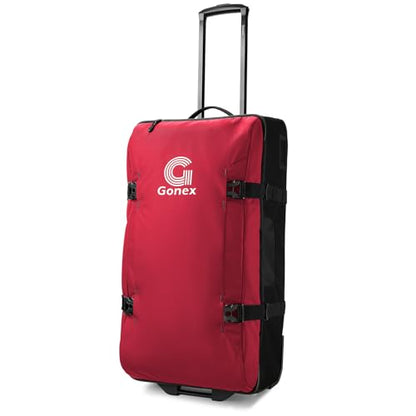 Gonex Rolling Duffle Bag with Wheels, Water-repellent 90L Nylon Large Wheeled Travel Duffel Luggage with TSA Lock & Telescopic Handle 30 inch, Pure Red - color: Pure Red, size: 30 inch