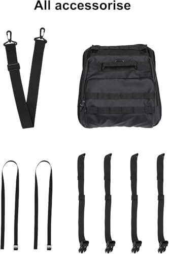 Motorcycle Tail Bag, 32-48L Waterproof Large Capacity Motorcycle Travel Luggage Bag, Rear Seat Bag with Rain Cover and Shoulder Strap, Black