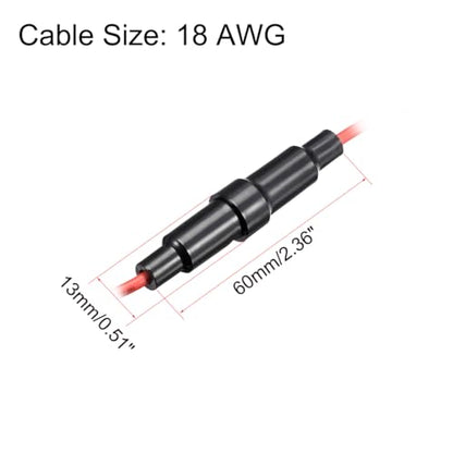 uxcell 15 Pcs 6x30mm Inline Screw Type Fuse Holder 18 Gauge AWG Red Wire with 30 Pcs 10A Fast Blow Glass Fuses - size: 18awg,6x30mm