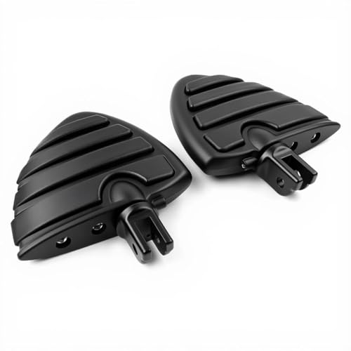 Matte Black Wing Style Motorcycle Foot Pegs Compatible with Harley Touring Road King Street Glide Softail Dyna Sportster, Wide Adjustable Footrests with Male Mount Clevis - color: Matte Black#50