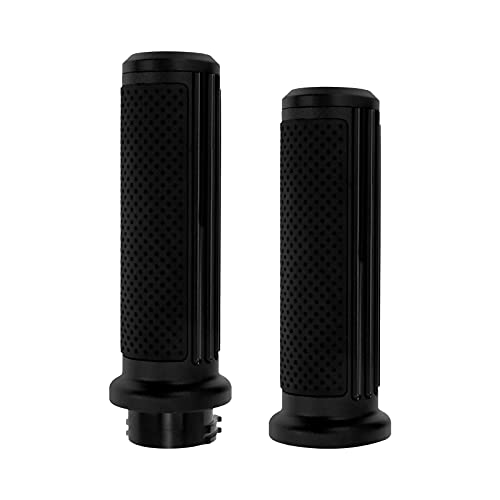 1 inch Handlebar Grips 25mm Aluminum Defiance Cable Throttle Hand Grips Compatible with Harley Touring Softail Dyna Sportster XL883 1200 XR VRSC - color: Matte Black-Cable Throttle