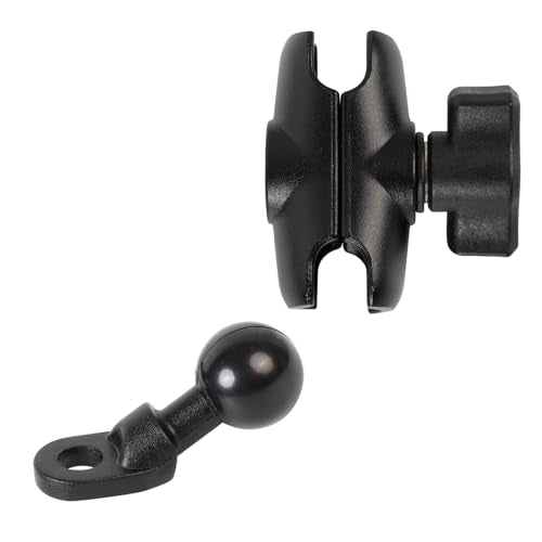 1" Angled Bolt Head Adapter Ball Base with Short Double Socket Arm for Motorcycle Mirror, Compatible with RAM Mounts and 1 Inch Ball Phone Holder - style: Angled Base with 2.36" Arm