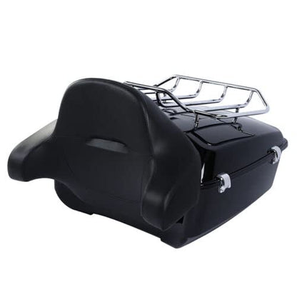 TCMT King Motorcycle Trunk Backrest Pad Luggage Two Up Mounting Rack Fit For Harley Touring 1997-2008 Electra Glide Road Glide Street Glide Pack - color: No Speaker Holes: Style A Chrome Rack