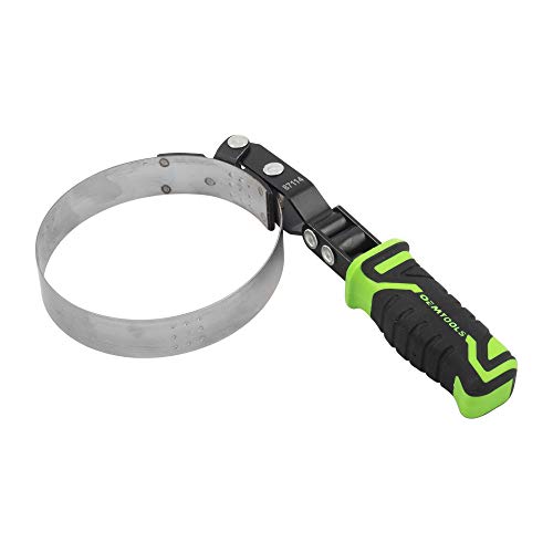 OEMTOOLS 87114 Swivel Oil Filter Wrench, Oil Filter Removal Tool for Removing 3-3/4" - 4-3/8" Filters in Tight Spaces, Dimpled Steel Band with Grippers, Padded TPR Handle - size: 3-3/4" - 4-3/8"