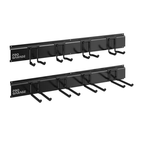 ClosetMaid ProGarage 2-Pack Garage Storage Tool Organizer Racks, Black | 8 Double Hooks, Heavy Duty, 32” W - style: Tool Storage