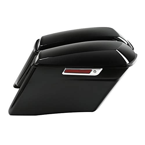 XFMT Motorcycle Saddlebags 4" Stretched Hard Saddle Bags Extended Saddlebags W/Chrome Latches For Harley Touring CVO Road King Street Glide Road Glide Electra Glide 2014-2024, Vivid Black - color: 4" Stretched-Vivid Black W/ Chrome Latches