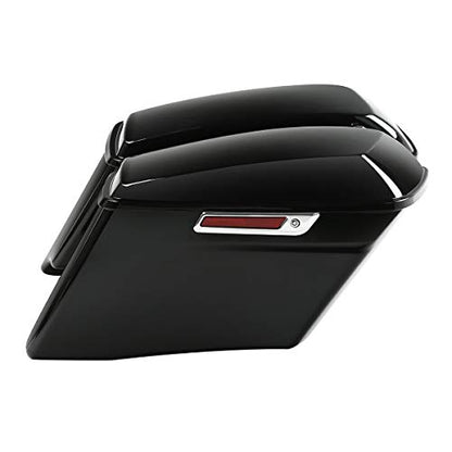 XFMT Motorcycle Saddlebags 4" Stretched Hard Saddle Bags Extended Saddlebags W/Chrome Latches For Harley Touring CVO Road King Street Glide Road Glide Electra Glide 2014-2024, Vivid Black - color: 4" Stretched-Vivid Black W/ Chrome Latches