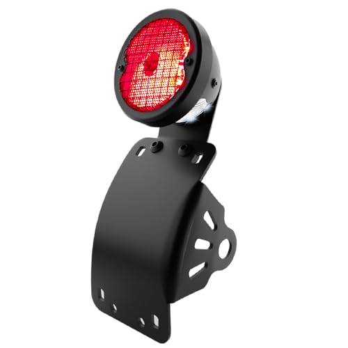 Motorcycle LED Tail Brake Light with Bracket Side Mount License Plate Rear Light Compatible with Harley Sporster Bobber Chopper Cafe Racer Street Bike (Curved Grid, 3/4" Axle Hole) - color: Curved Grid, size: 3/4" Axle Hole
