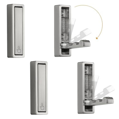 Folding Wall Hook, 4Pcs Foldable Coat Hooks Mounted, Heavy Duty Zinc Alloy No Rust Fold Up Hooks for Hanging Coat, Towel, Key, Hat, Bag, Jacket, Backpack (Brushed Nickel) - color: Brushed Nickel, size: 4