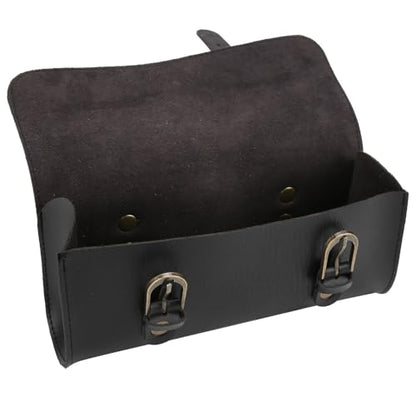 ‌PU Leather Bike Handlebar Bag - Retro Vintage Seat Bag with Adjustable Straps for Mountain/Road Scooters & Folding Bikes