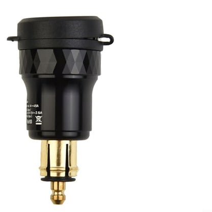 4.2A Dual USB Charger Socket For BMW Motorcycle, DIN Style Adapter With Protective Cover, CNC Aluminum, for Compatible With F800 F650 F700 R1200 For GS RT Series